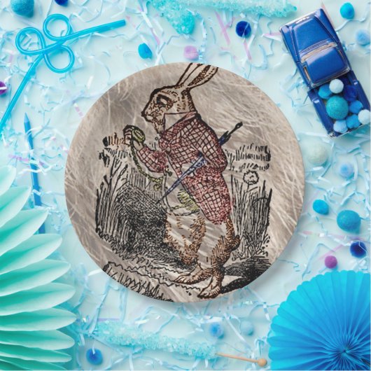 Alice #in Märchenland-Kaninchen-Skizze-Kunst Pappteller (Party)