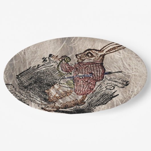 Alice #in Märchenland-Kaninchen-Skizze-Kunst Pappteller (Schrägansicht)