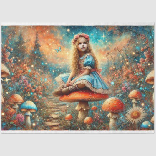 Alice In Mushroom Wonderland Dreamscape Decoupage Seidenpapier (Vorderseite)