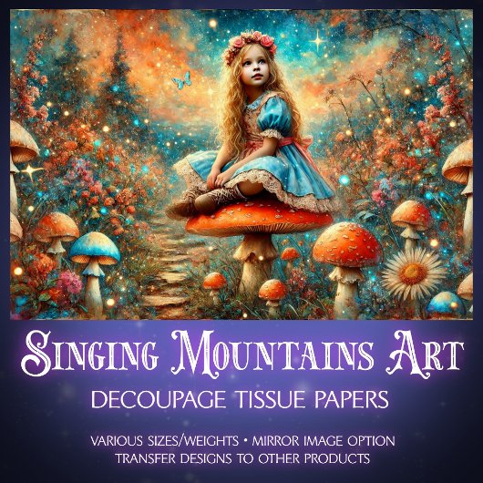 Alice In Mushroom Wonderland Dreamscape Decoupage Seidenpapier