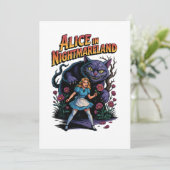 Alice in Nightmareland - Dunkler Cartoon Einladung (Stehend Vorderseite)