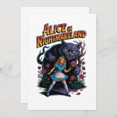 Alice in Nightmareland - Dunkler Cartoon Einladung (Vorne/Hinten)