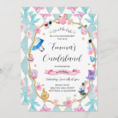 Alice in Onederland 1. Geburtstag Blue Einladung (Vorne/Hinten)