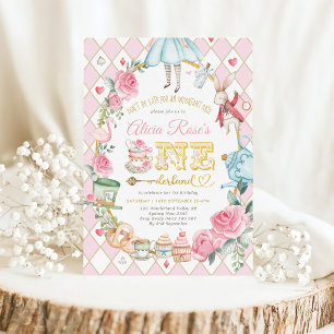 Alice in ONEderland 1. Geburtstag Mad Tea Party Einladung