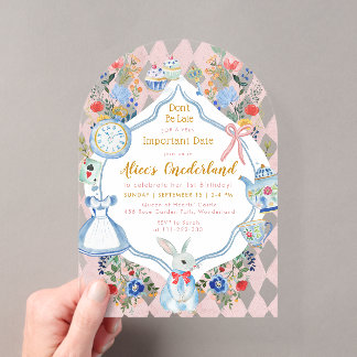 Alice in ONEderland 1. Geburtstag Whimsical Acryleinladungen