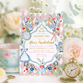 Alice in ONEderland 1. Geburtstag Whimsical Einladung