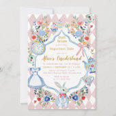 Alice in ONEderland 1. Geburtstag Whimsical Einladung (Vorderseite)