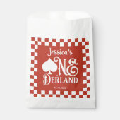 Alice in ONEderland 1st Birthday Red Checkered  Geschenktütchen (Vorderseite)