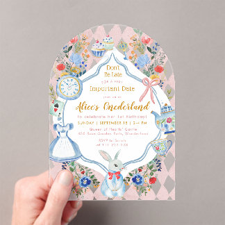 Alice in ONEderland 1st Birthday Whimsical Acryleinladungen