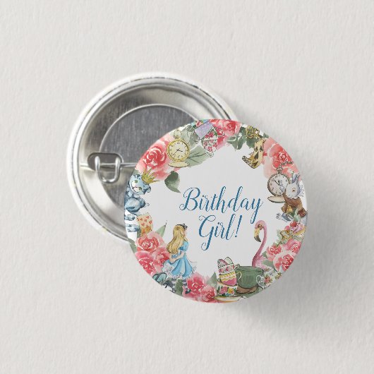 Alice in Onederland Birthday Girl Button (Vorne & Hinten)