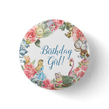 Alice in Onederland Birthday Girl Button