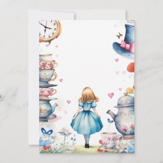 Alice in Onederland Birthday Tea Party Einladung (Rückseite)