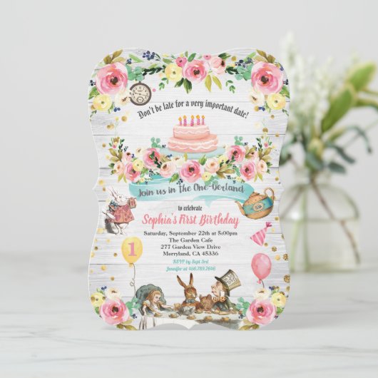 Alice in ONEderland Einladung zum 1. (Stehend Vorderseite)