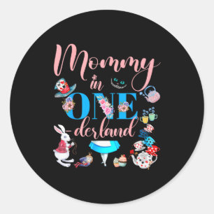 Alice In Onederland Familie Mama des Geburtstagski Runder Aufkleber