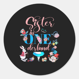 Alice In Onederland Familien Schwester des Geburts Runder Aufkleber
