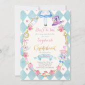 Alice in ONEderland Geburtstag Einladung Tee Party (Vorderseite)