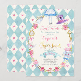 Alice in ONEderland Geburtstag Einladung Tee Party