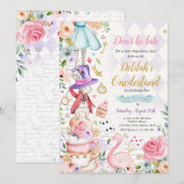 Alice in ONEderland Geburtstag Whimsical Tea Party Einladung