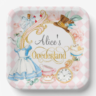 Alice in Onederland verrückter Hassentee Party Geb Pappteller