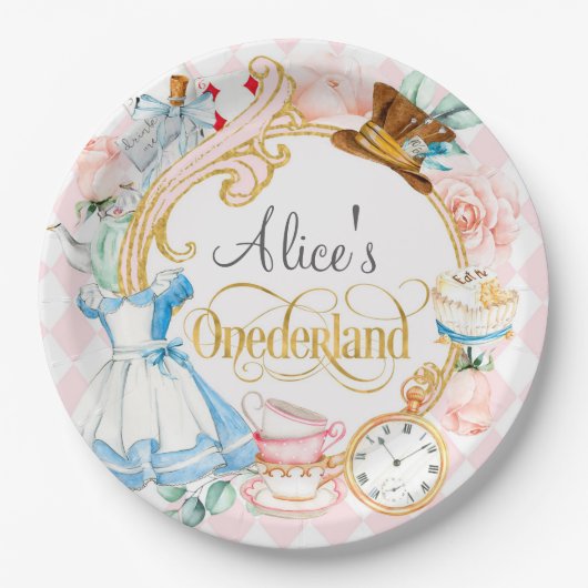 Alice in Onederland, wahnsinniger Hasser Tee Party Pappteller (Vorderseite)
