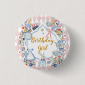 Alice in Onederland Whimsical Birthday Button (Vorderseite)
