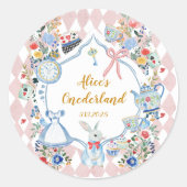 Alice in Onederland Whimsical Birthday Runder Aufkleber (Vorderseite)