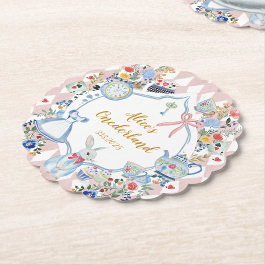 Alice in Onederland Whimsical Birthday Untersetzer (angewinkelt)