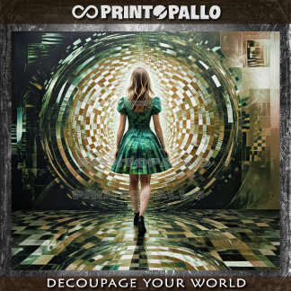 Alice in the Wonderland entering the rabbit hole Seidenpapier