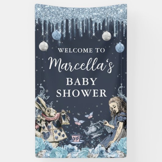 Alice in Winter Wonderland Baby Shower Banner (Vertikal)