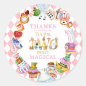 Alice in Wonderland 2nd birthday Thank You Sticker (Vorderseite)