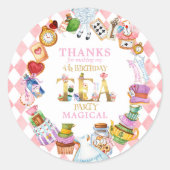 Alice in Wonderland 4th birthday Thank You Sticker (Vorderseite)