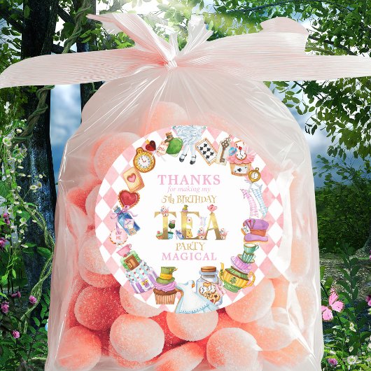 Alice in Wonderland 5th birthday Thank You Sticker