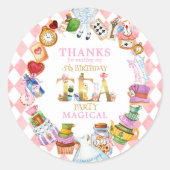 Alice in Wonderland 5th birthday Thank You Sticker (Vorderseite)