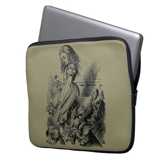 Alice in Wonderland – Alice im Wunderland khaki Laptopschutzhülle (Vorderseite Links)