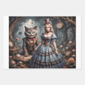 Alice in Wonderland and Cheshire Cat - Decoupage Geschenkpapier Set (Vorderseite)