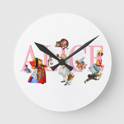 Alice in Wonderland and Friends Runde Wanduhr (Vorderseite)
