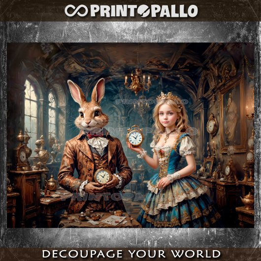Alice in Wonderland and The March Hare - Decoupage Geschenkpapier Set