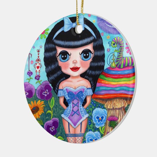 Alice in Wonderland Black Hair Cheshire Cat Cute Keramik Ornament (Links)