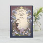 Alice in Wonderland Celestial Moon Birthday Einladung (Stehend Vorderseite)