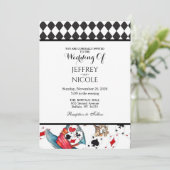 Alice in Wonderland Checkered Wedding Invitation Einladung (Stehend Vorderseite)