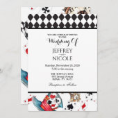Alice in Wonderland Checkered Wedding Invitation Einladung (Vorne/Hinten)