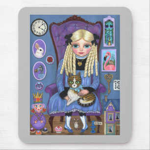 Alice in Wonderland & Dinah Cat Cute Fairy Tale Mousepad