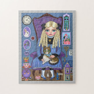 Alice in Wonderland & Dinah Cat Cute Fairy Tale Puzzle