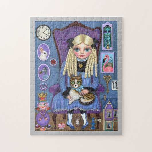 Alice in Wonderland & Dinah Cat Cute Fairy Tale Puzzle (Vertikal)