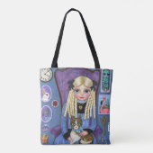 Alice in Wonderland & Dinah Cat Cute Fairy Tale Tasche (Rückseite)