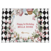 Alice in Wonderland Flower Frame 1st birthday Große Geschenktüte (Vorderseite)