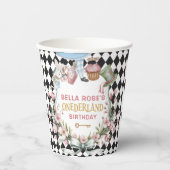 Alice in Wonderland Flower Frame  1st birthday Pappbecher (Vorderseite)