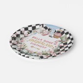 Alice in Wonderland Flower Frame 1st birthday Pappteller (Schrägansicht)