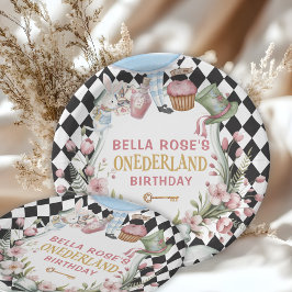 Alice in Wonderland Flower Frame  1st birthday Pappteller