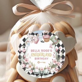 Alice in Wonderland Flower Frame  1st birthday Runder Aufkleber